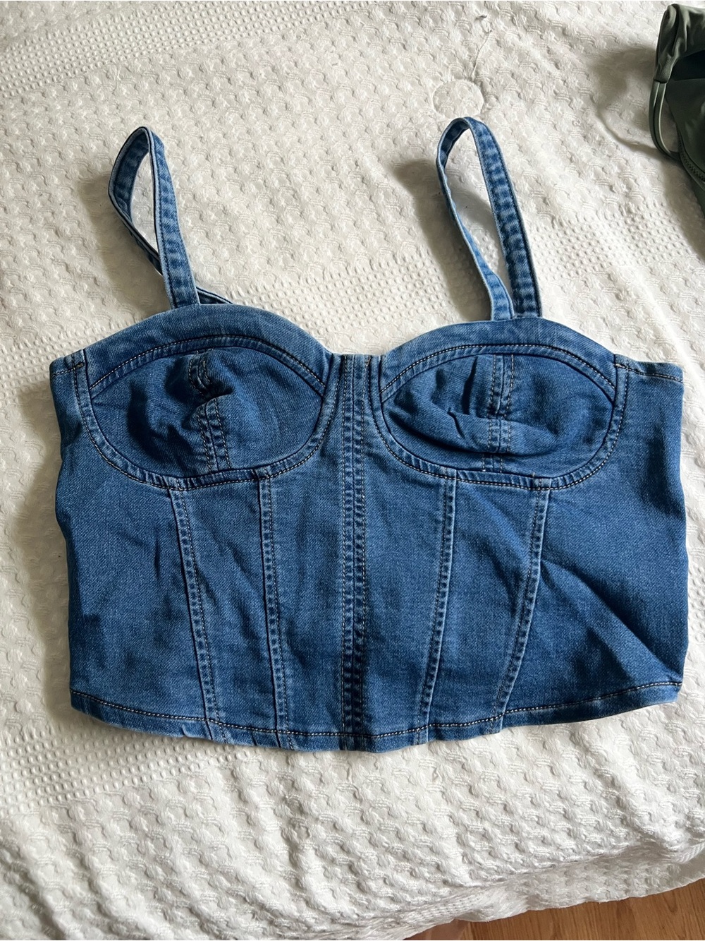 No Boundaries Dark Blue Denim Bustier Crop Top
